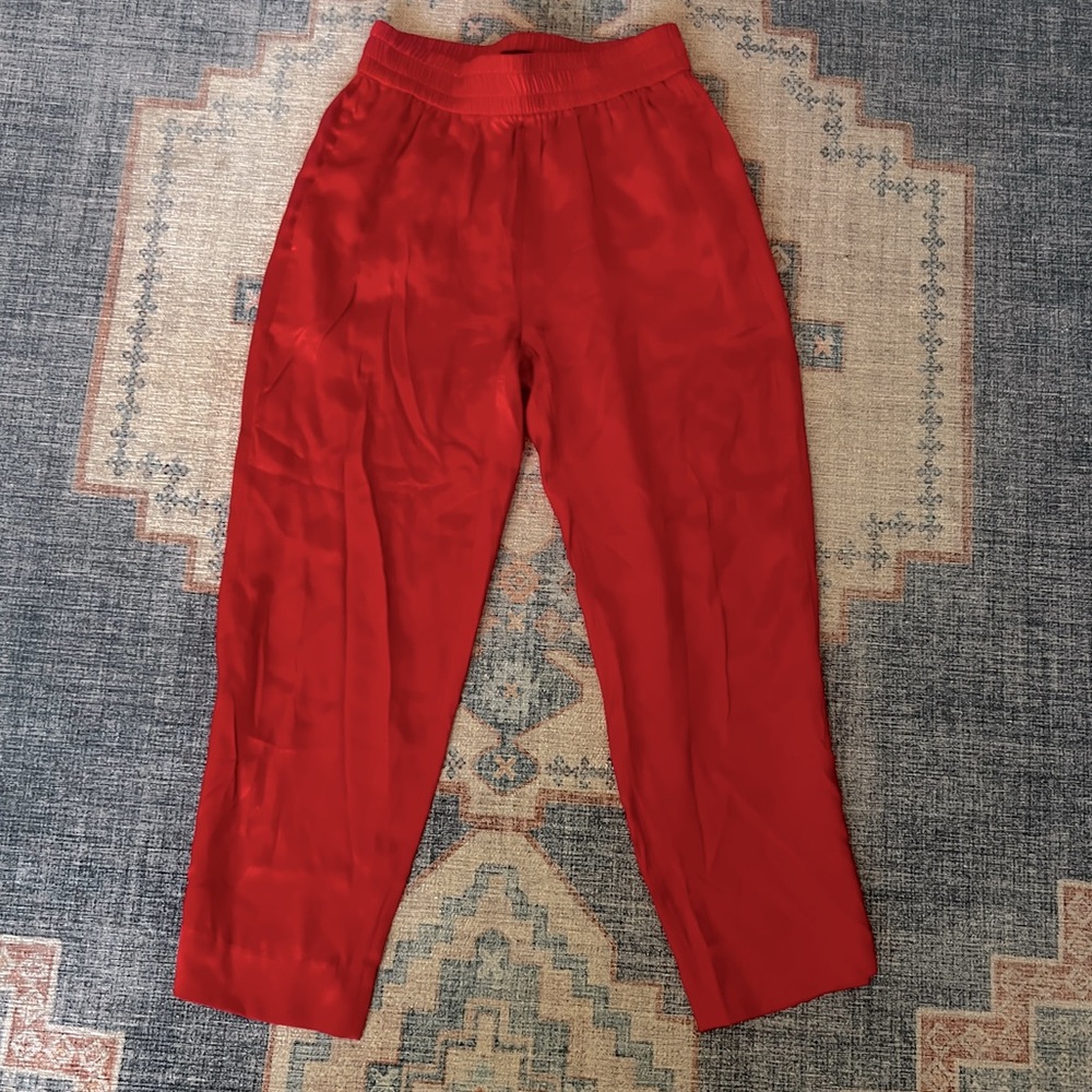 J. Crew Bright Red Cropped Tapered Pants